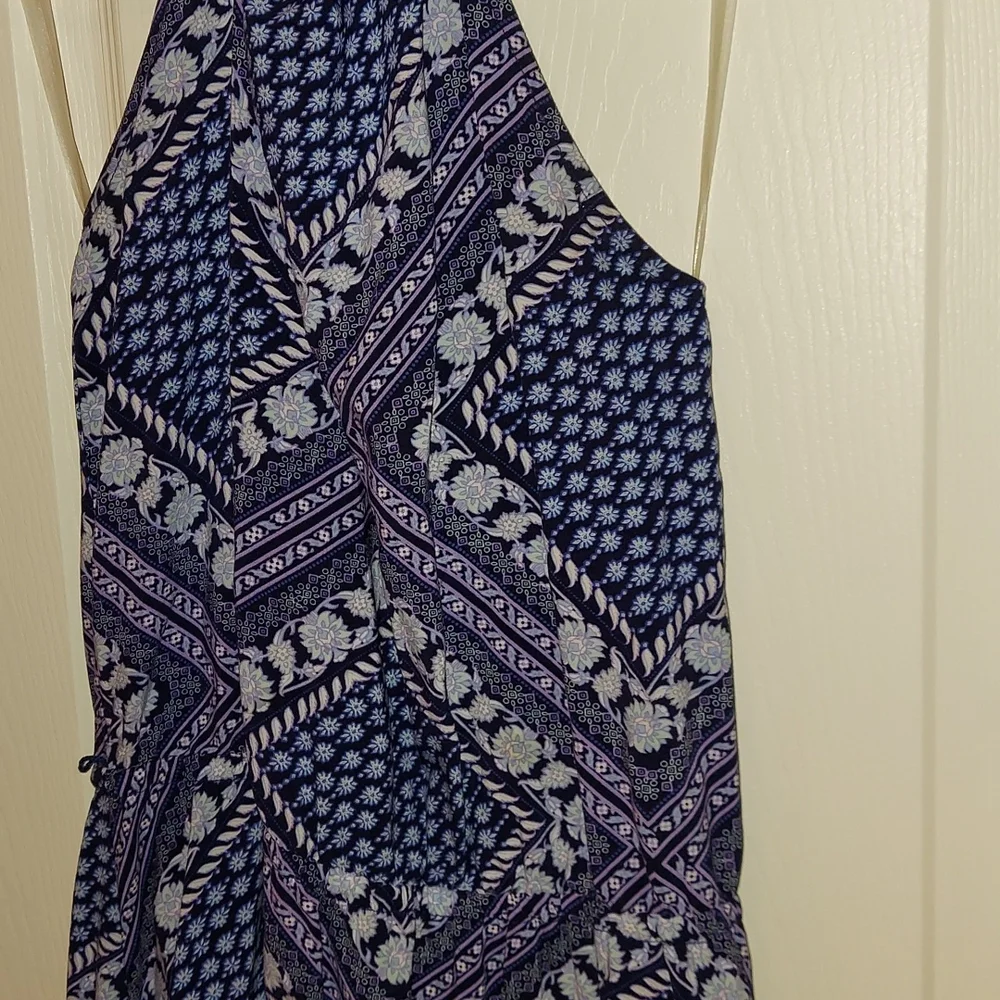 Blue Bandana Handkerchief Floral Print Halter Dress - Picture 3 of 6